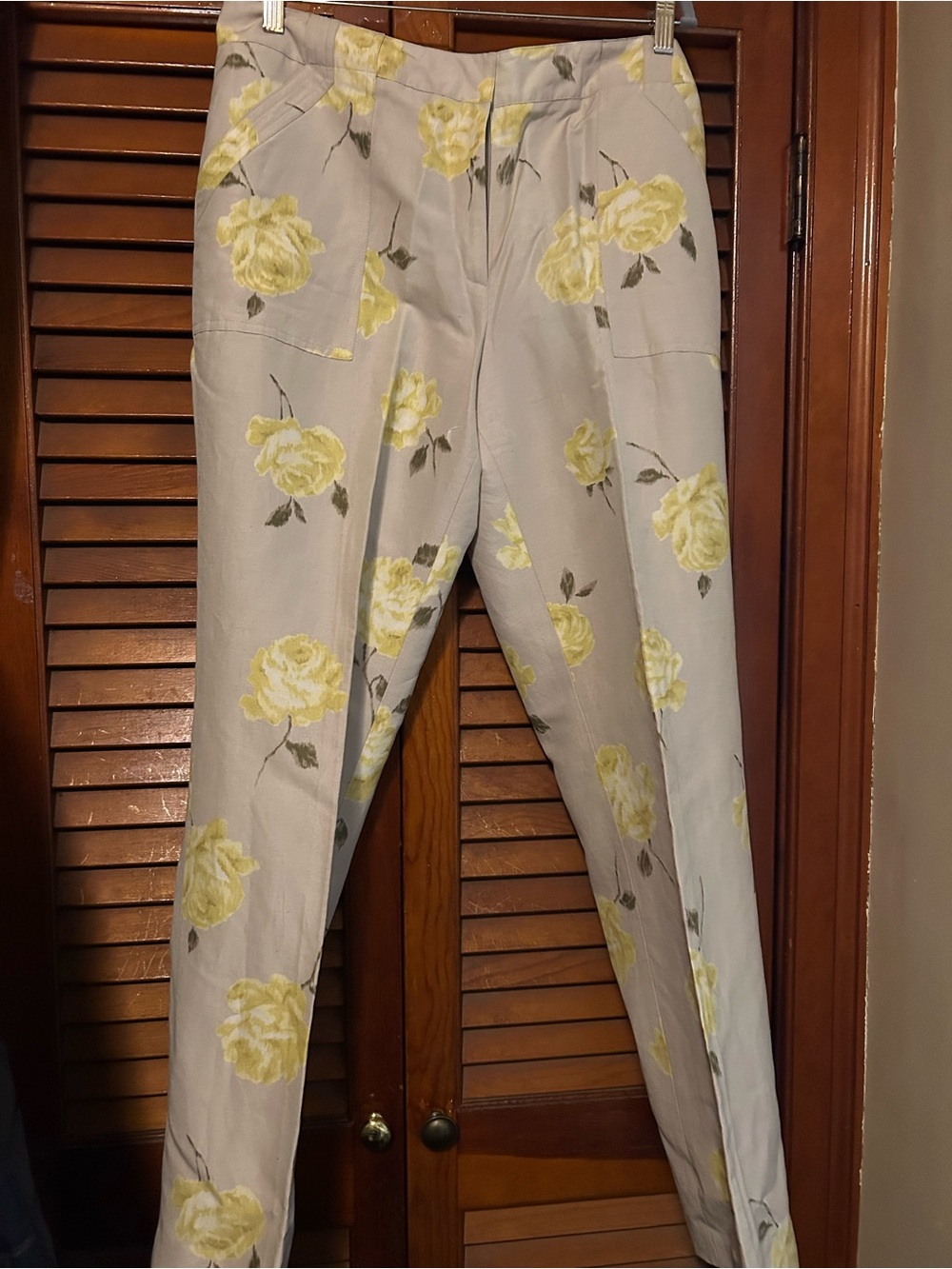 Talbots Yellow and Light Gray Floral Pants